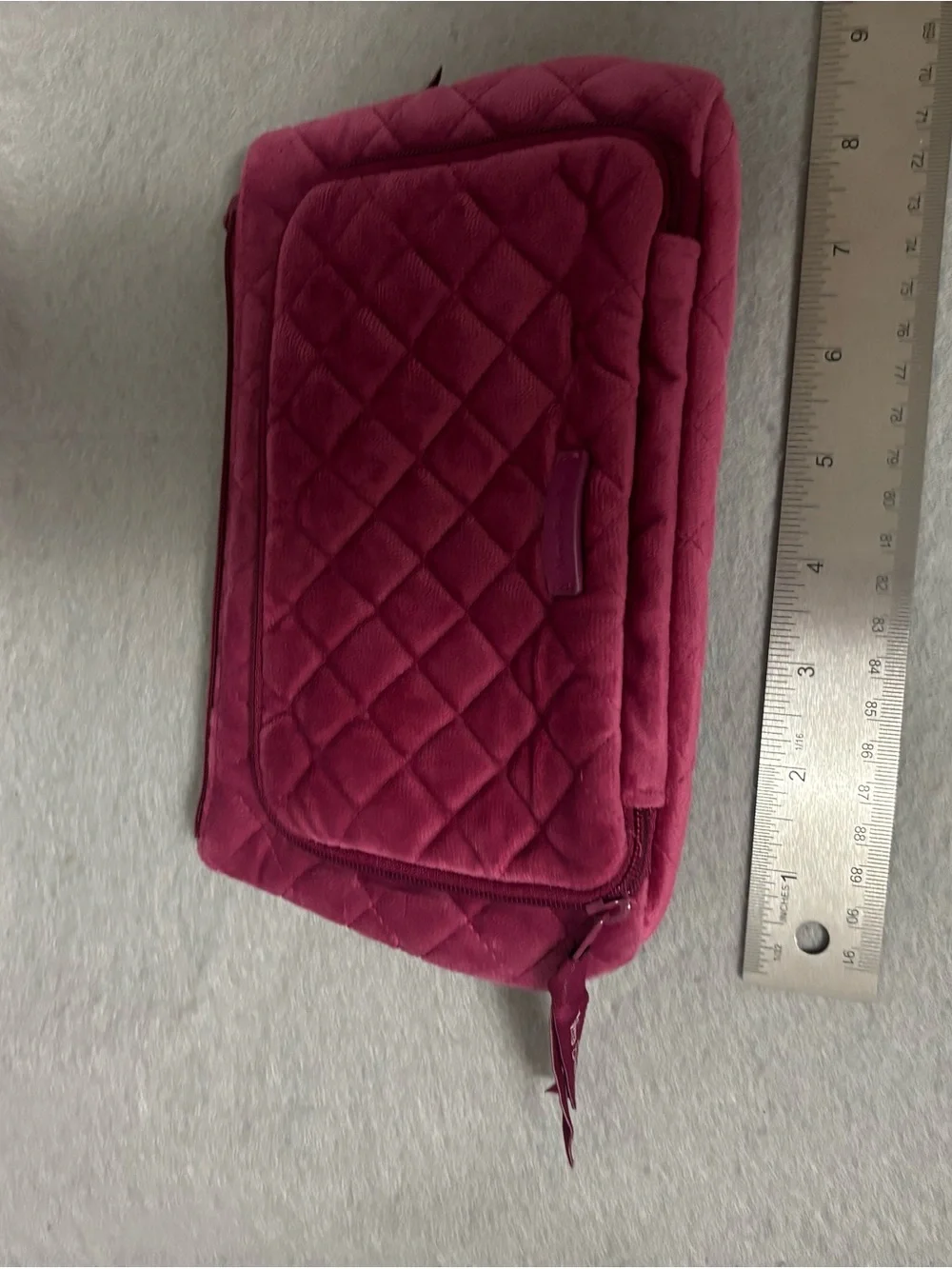 Vera Bradley Pink Quilted Makeup Bag Organizer, Zipper Pockets 8.5 x 4.5
